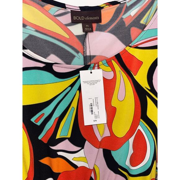 Bold Elements Multicolor Mid Sleeve Midi Dress Size: XL MSRP: $78 - Picture 2 of 6